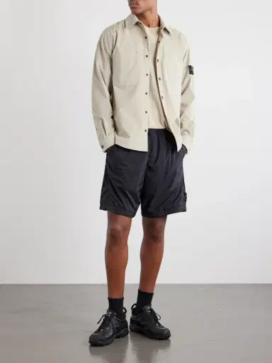 Stone Island Straight-Leg Logo-Appliquéd Garment-Dyed Shell Shorts - Men | Thumbnail 2 Stone Island Straight-Leg Logo-Appliquéd Garment-Dyed Shell Shorts - Men | Thumbnail 2
