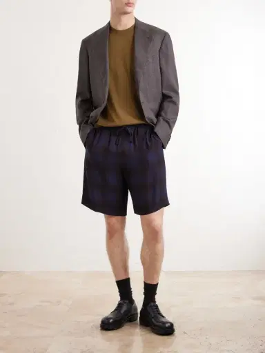 Dries Van Noten Wide-Leg Checked Twill Shorts - Men | Thumbnail 2
