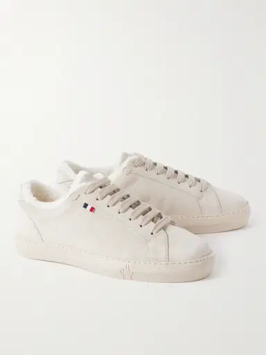 Moncler New Monaco Shearling-Lined Suede Sneakers - Men | Thumbnail 3