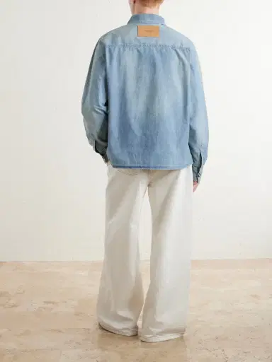 JW Anderson Slant Logo-Appliquéd Panelled Denim Shirt - Men | Thumbnail 4