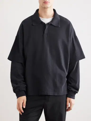 AGOLDE Curren Layered Cotton-Piqué Polo Shirt - Men | Thumbnail 3 AGOLDE Curren Layered Cotton-Piqué Polo Shirt - Men | Thumbnail 3
