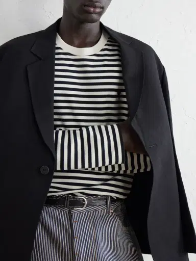 AMI PARIS Logo-Embroidered Striped Cotton-Jersey T-Shirt - Men | Thumbnail 5 AMI PARIS Logo-Embroidered Striped Cotton-Jersey T-Shirt - Men | Thumbnail 5
