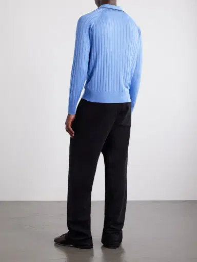 Wales Bonner Roots Logo-Embroidered Knitted Polo Shirt - Men | Thumbnail 4