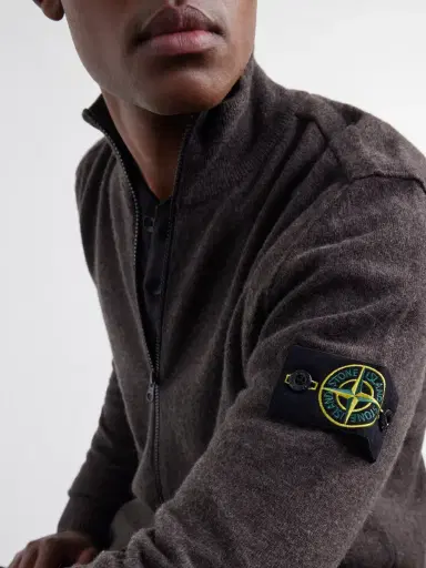 Stone Island Logo-Appliquéd Virgin Wool Zip-Up Cardigan - Men | Thumbnail 5