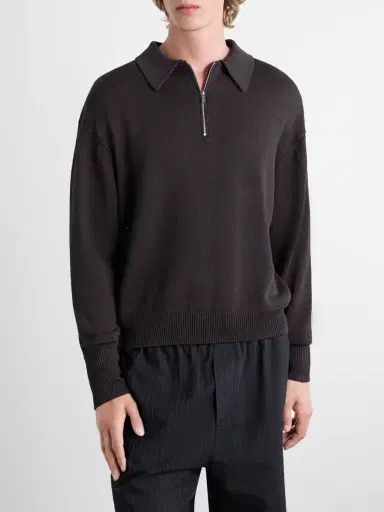Studio Nicholson Paper Half-Zip Polo Sweater - Men | Thumbnail 3 Studio Nicholson Paper Half-Zip Polo Sweater - Men | Thumbnail 3