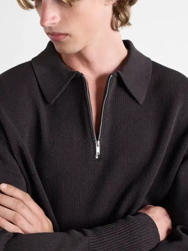 Studio Nicholson Paper Half-Zip Polo Sweater - Men | Thumbnail 5 Studio Nicholson Paper Half-Zip Polo Sweater - Men | Thumbnail 5