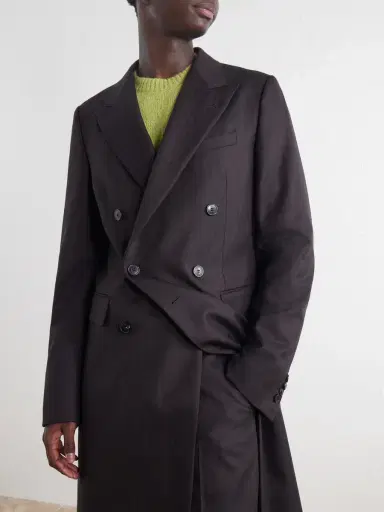 Dries Van Noten Double-Breasted Herringbone Wool Coat - Men | Thumbnail 5
