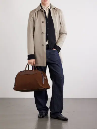 Bleu de Chauffe Sac Voyage Leather-Trimmed Suede Weekend Bag - Men | Thumbnail 2