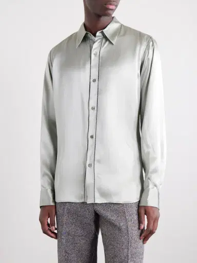 Dries Van Noten Silk-Satin Shirt - Men | Thumbnail 3
