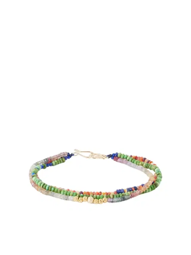 Marrakesh 14-Karat Gold Multi-Stone Beaded Bracelet - Men