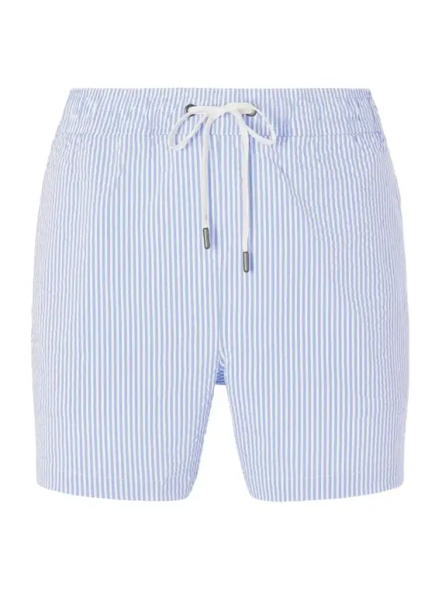 Charles Straight-Fit Mid-Length Striped Seersucker Swim Shorts - Men