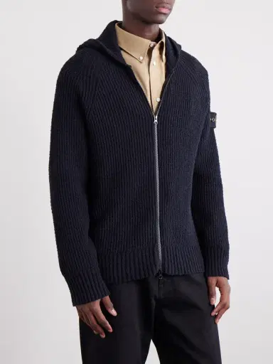Stone Island Ribbed Cotton-Blend Bouclé Zip-Up Hoodie - Men | Thumbnail 3 Stone Island Ribbed Cotton-Blend Bouclé Zip-Up Hoodie - Men | Thumbnail 3