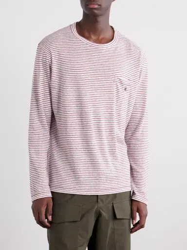 Wales Bonner Hour Embroidered Striped Linen and Cotton-Blend T-Shirt - Men | Thumbnail 3 Wales Bonner Hour Embroidered Striped Linen and Cotton-Blend T-Shirt - Men | Thumbnail 3