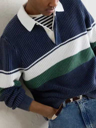 Aimé Leon Dore Knitted Cotton Rugby Polo Sweater - Men | Thumbnail 5