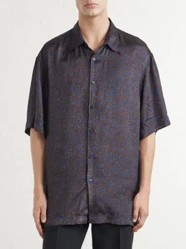 Dries Van Noten Camp-Collar Printed Satin Shirt - Men | Thumbnail 3