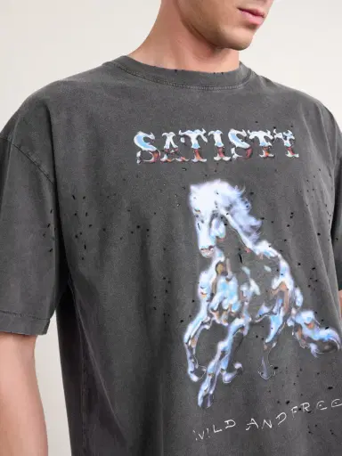 Satisfy Logo-Print Distressed MothTech™ Organic Cotton-Jersey T-Shirt - Men | Thumbnail 4 Satisfy Logo-Print Distressed MothTech™ Organic Cotton-Jersey T-Shirt - Men | Thumbnail 4