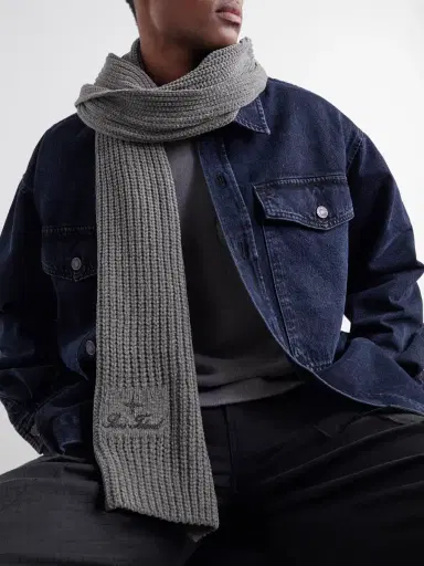 Stone Island Logo-Embroidered Cotton-Chenille Scarf - Men | Thumbnail 2 Stone Island Logo-Embroidered Cotton-Chenille Scarf - Men | Thumbnail 2