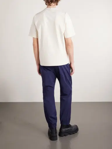 Moncler Grenoble Logo-Appliquéd Chambray-Trimmed Stretch Cotton-Jersey T-Shirt - Men | Thumbnail 4