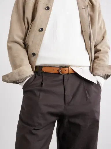 Anderson & Sheppard 3.5cm Leather-Trimmed Woven Belt - Men | Thumbnail 2
