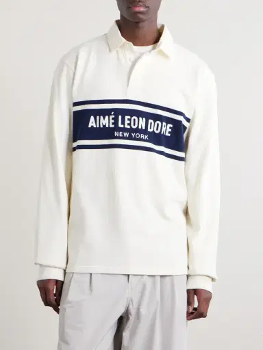 Aimé Leon Dore Logo-Embroidered Striped Cotton Polo Sweater - Men | Thumbnail 3
