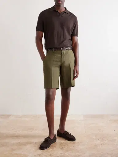 Anderson & Sheppard Straight-Leg Linen Shorts - Men | Thumbnail 2 Anderson & Sheppard Straight-Leg Linen Shorts - Men | Thumbnail 2