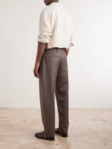 De Bonne Facture Artist Straight-Leg Pleated Wool and Cotton-Blend Suit Trousers - Men | Thumbnail 4 De Bonne Facture Artist Straight-Leg Pleated Wool and Cotton-Blend Suit Trousers - Men | Thumbnail 4