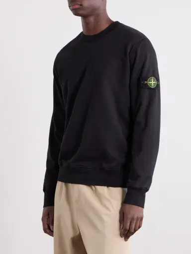 Stone Island Logo-Appliquéd Garment-Dyed Cotton-Fleece Sweatshirt - Men | Thumbnail 3 Stone Island Logo-Appliquéd Garment-Dyed Cotton-Fleece Sweatshirt - Men | Thumbnail 3