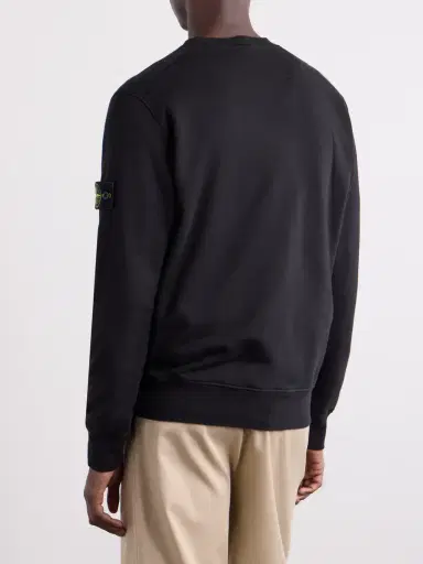 Stone Island Logo-Appliquéd Garment-Dyed Cotton-Fleece Sweatshirt - Men | Thumbnail 4 Stone Island Logo-Appliquéd Garment-Dyed Cotton-Fleece Sweatshirt - Men | Thumbnail 4