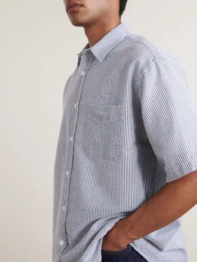 FrizmWORKS Striped Cotton-Blend Seersucker Shirt - Men | Thumbnail 5 FrizmWORKS Striped Cotton-Blend Seersucker Shirt - Men | Thumbnail 5