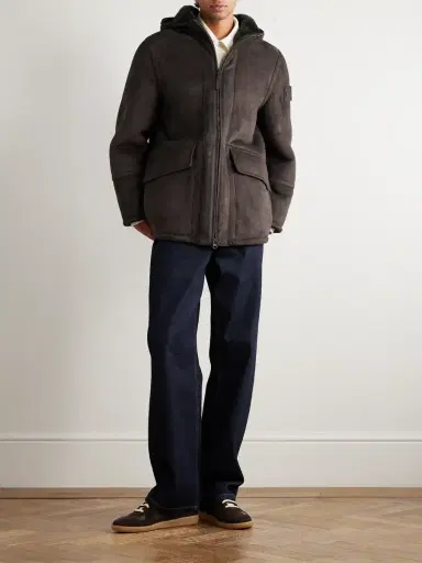 Stone Island STONE ISLAND GHOST Logo-Appliquéd Shearling Hooded Jacket - Men | Thumbnail 2