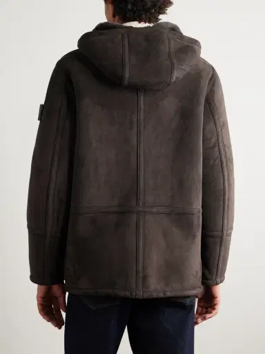 Stone Island STONE ISLAND GHOST Logo-Appliquéd Shearling Hooded Jacket - Men | Thumbnail 3
