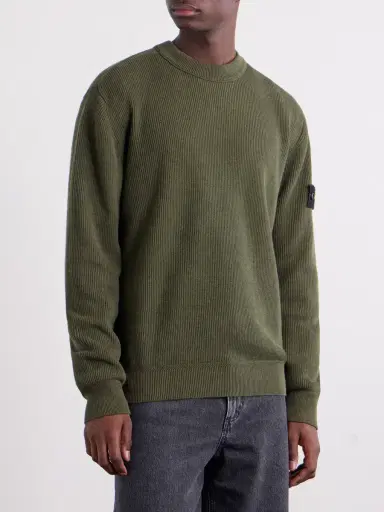 Stone Island Logo-Appliquéd Ribbed Cotton Sweater - Men | Thumbnail 3 Stone Island Logo-Appliquéd Ribbed Cotton Sweater - Men | Thumbnail 3