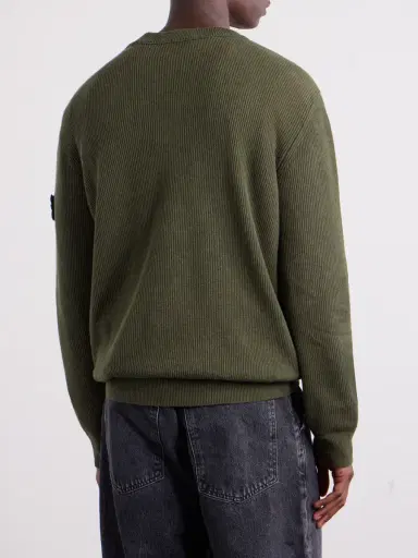 Stone Island Logo-Appliquéd Ribbed Cotton Sweater - Men | Thumbnail 4 Stone Island Logo-Appliquéd Ribbed Cotton Sweater - Men | Thumbnail 4