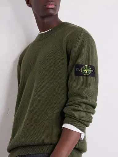 Stone Island Logo-Appliquéd Ribbed Cotton Sweater - Men | Thumbnail 5 Stone Island Logo-Appliquéd Ribbed Cotton Sweater - Men | Thumbnail 5