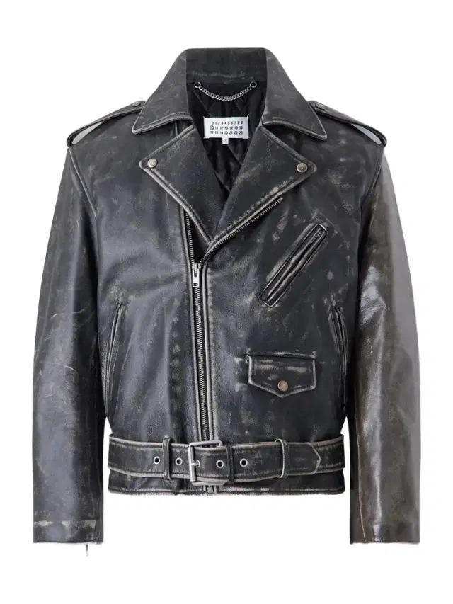 Maison Margiela Belted Distressed Leather Biker Jacket - Men