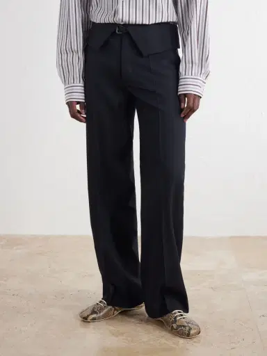 Dries Van Noten Flared Belted Wool-Twill Trousers - Men | Thumbnail 3