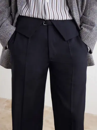 Dries Van Noten Flared Belted Wool-Twill Trousers - Men | Thumbnail 5