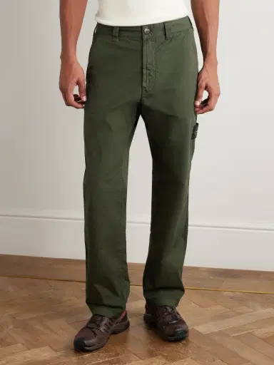 Stone Island Logo-Appliquéd Straight-Leg Stretch-Cotton Twill Trousers - Men | Thumbnail 3 Stone Island Logo-Appliquéd Straight-Leg Stretch-Cotton Twill Trousers - Men | Thumbnail 3