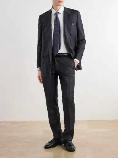 Kiton Straight-Leg Pinstriped Wool Suit Trousers - Men | Thumbnail 2