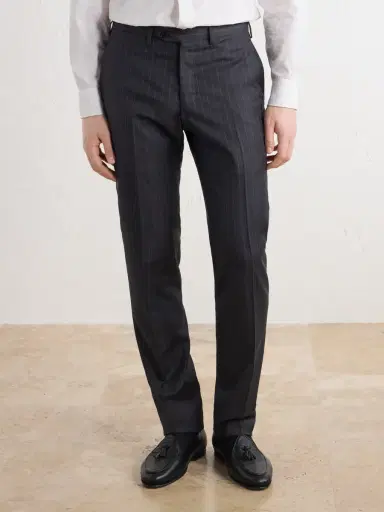 Kiton Straight-Leg Pinstriped Wool Suit Trousers - Men | Thumbnail 3