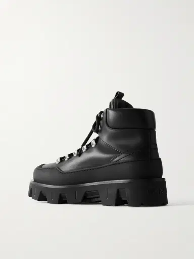 Moncler Peak Rubber-Trimmed Leather Hiking Boots - Men | Thumbnail 4
