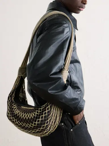 Lemaire Filt Croissant Leather-Trimmed Fishnet Messenger Bag - Men | Thumbnail 3 Lemaire Filt Croissant Leather-Trimmed Fishnet Messenger Bag - Men | Thumbnail 3