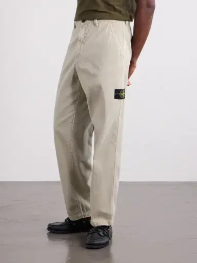 Stone Island Logo-Appliquéd Straight-Leg Garment-Dyed Cotton Trousers - Men | Thumbnail 3 Stone Island Logo-Appliquéd Straight-Leg Garment-Dyed Cotton Trousers - Men | Thumbnail 3