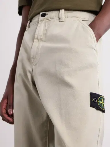 Stone Island Logo-Appliquéd Straight-Leg Garment-Dyed Cotton Trousers - Men | Thumbnail 5 Stone Island Logo-Appliquéd Straight-Leg Garment-Dyed Cotton Trousers - Men | Thumbnail 5