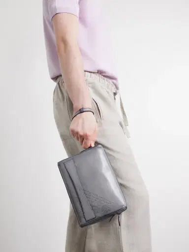 Berluti Rosewood Neo Scritto Venezia Leather Pouch - Men | Thumbnail 2