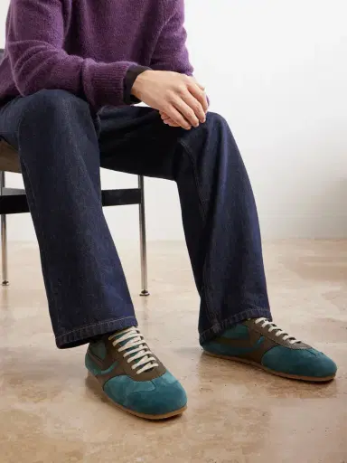 Dries Van Noten Leather-Trimmed Suede Sneakers - Men | Thumbnail 2