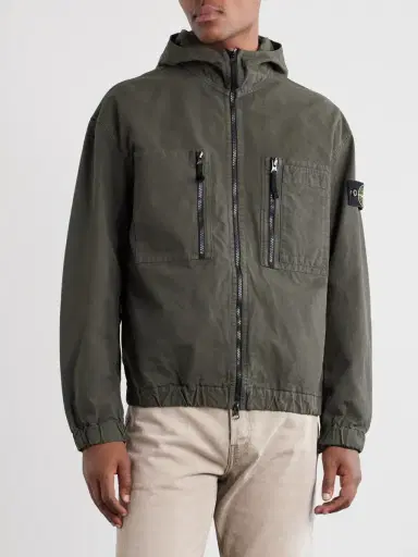 Stone Island Logo-Appliquéd Garment-Dyed Cotton Ripstop Hooded Jacket - Men | Thumbnail 3 Stone Island Logo-Appliquéd Garment-Dyed Cotton Ripstop Hooded Jacket - Men | Thumbnail 3