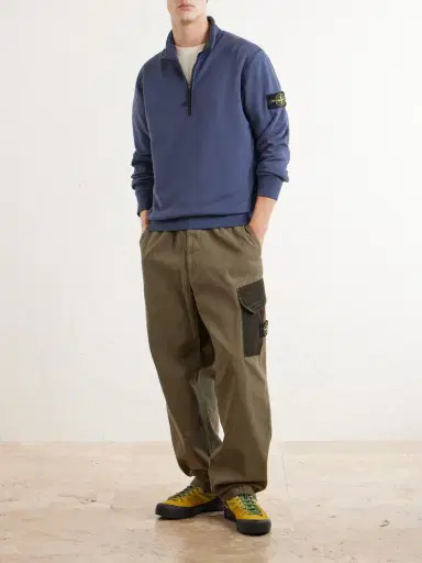 Stone Island Garment-Dyed Cotton-Fleece Half-Zip Sweatshirt - Men | Thumbnail 2