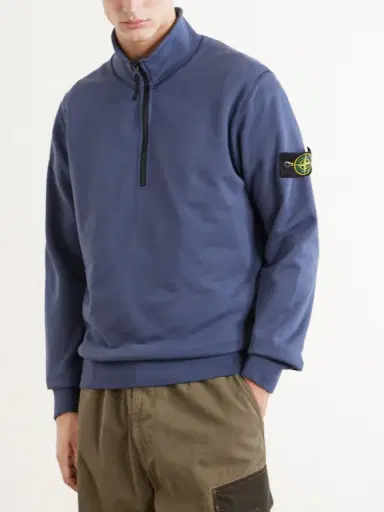 Stone Island Garment-Dyed Cotton-Fleece Half-Zip Sweatshirt - Men | Thumbnail 3