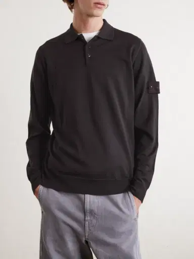 Stone Island Logo-Appliquéd Wool Polo Shirt - Men | Thumbnail 3 Stone Island Logo-Appliquéd Wool Polo Shirt - Men | Thumbnail 3
